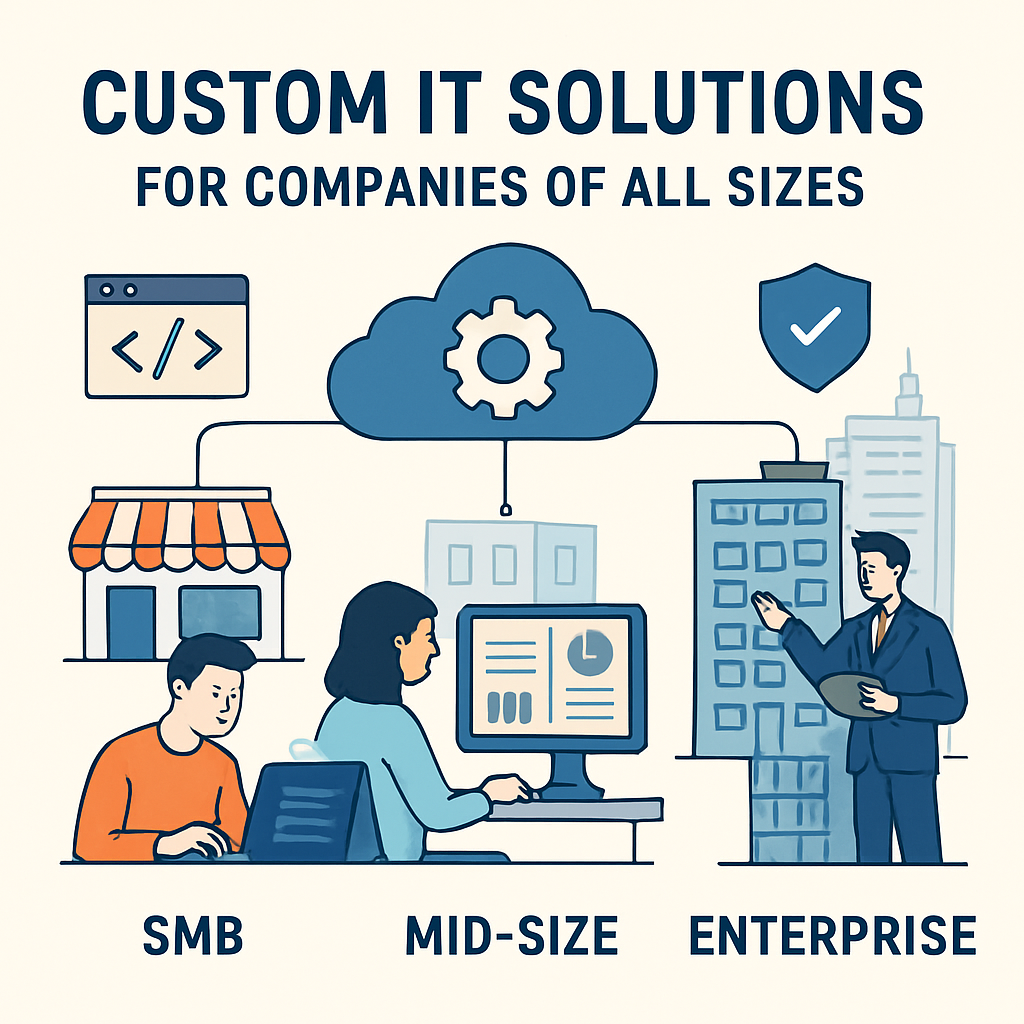 an image depicting custom IT solutions for companies of all sizes from smb to enterprise